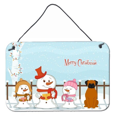 Carolines Treasures Merry Christmas Carolers Fawn Boxer Wall or Door Hanging Prints BB2446DS812